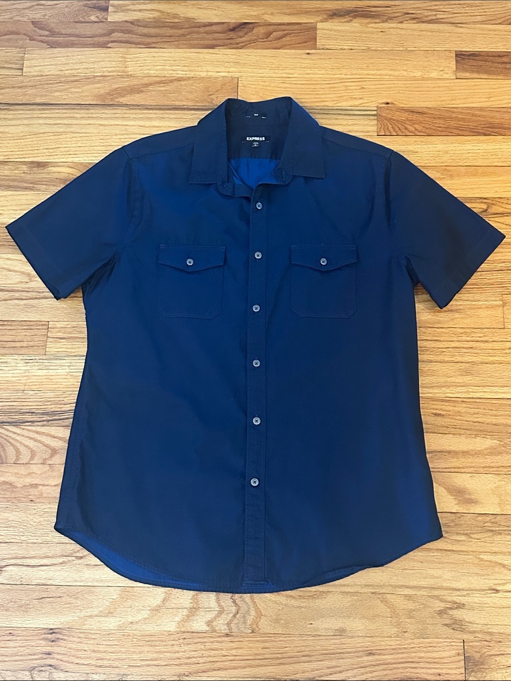 Express Men’s Short Sleeve Button-Down Shirt - Navy Blue